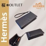 【エルメス】ブラックカーフの多機能財布 使いやすさ抜群 春夏新作