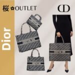 【ディオール】◆大人気 BOOK TOTE 定番柄刺繍 トートバッグ-3 sizes