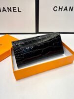 【エルメス】新作長財布 シャイニークロコ ノワール/金具 - 画像 (3)