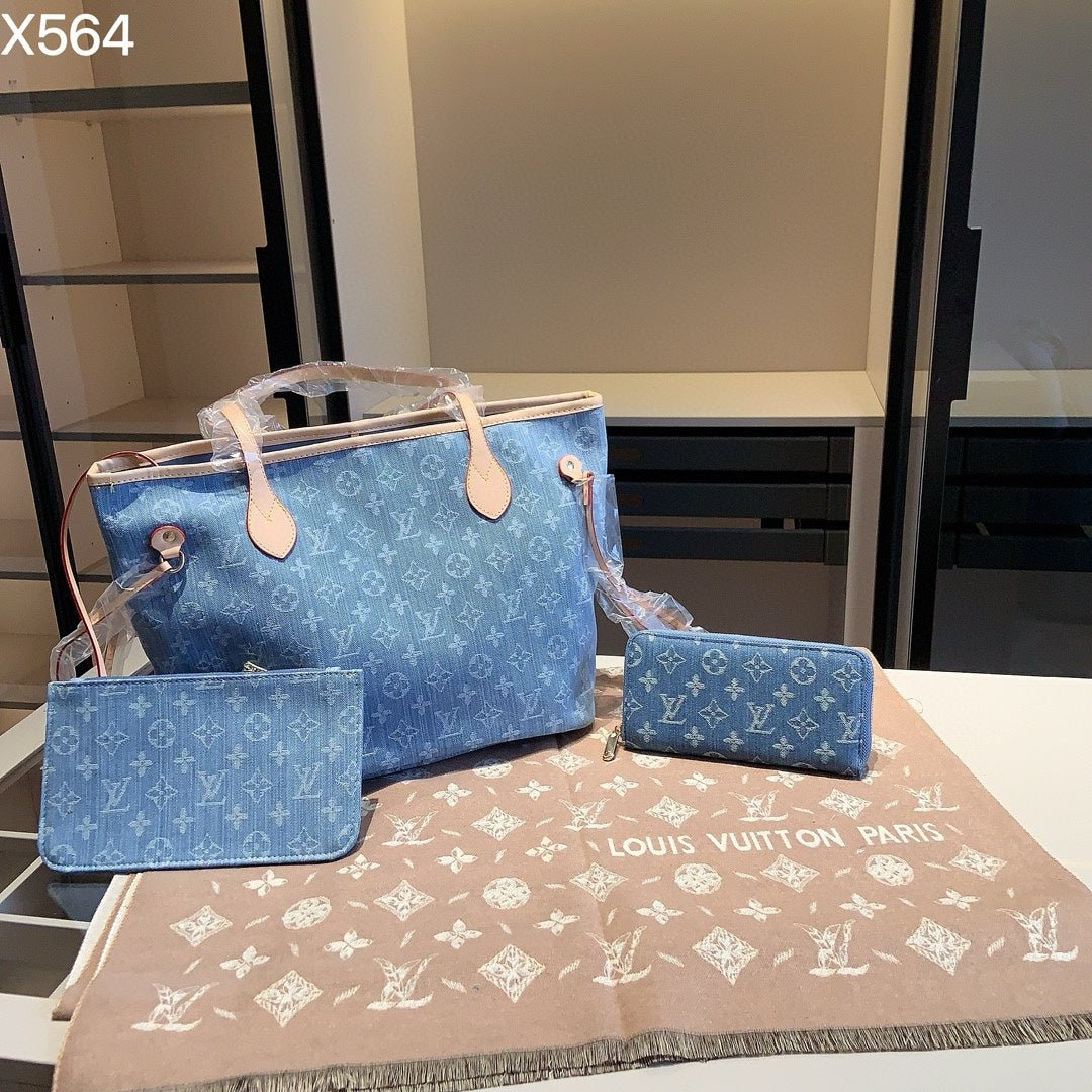 VV-3IN1-JZWJL-BLUE_1.jpg 【ルイヴィトン】3点セット☆餃子バッグ|手提げ&肩掛け可能|シンプルで実用的♪数量限定! - 画像 (1)