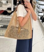 【サンローラン】パリ カサンドラ ラフィア×レザー ショルダーバッグ ベージュ - 画像 (12)